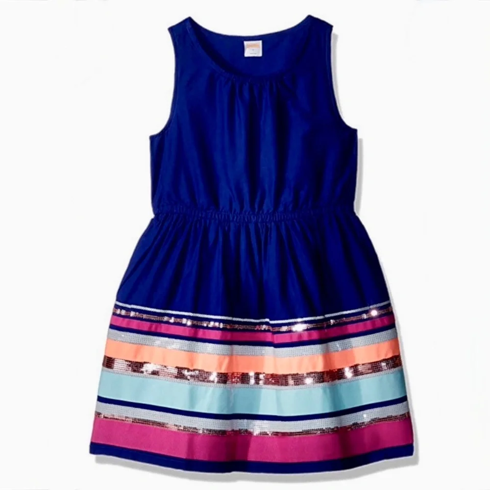 Gymboree royal blue sequin stripe dress